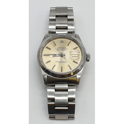 39 - Rolex Oyster perpetual datejust gents watch 1993 with gold face and steel strap, 36mm case. In worki... 