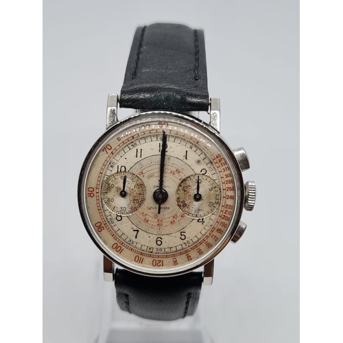 81 - Vintage Omega chronometer gents watch with leather strap, 32mm case.