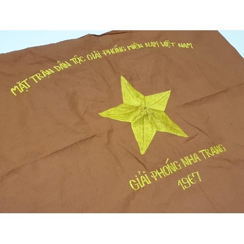 119 - North Vietnam National Liberation Front Victory Banner-Nha Trang 1967.  60 x 77cm