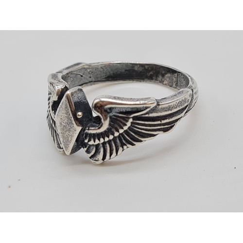 26 - WW2 US Woman’s Air force Service Pilots (W.A.S.P) Silver ring. (tested for silver) UK size O - US si... 