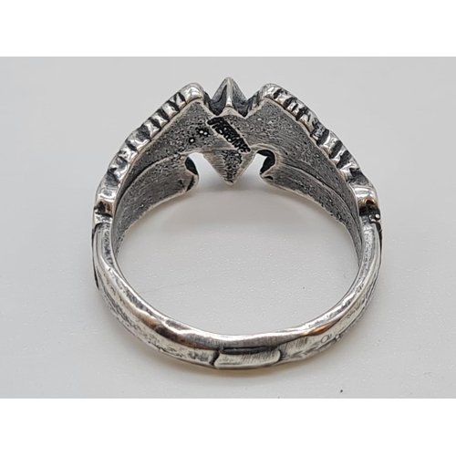 26 - WW2 US Woman’s Air force Service Pilots (W.A.S.P) Silver ring. (tested for silver) UK size O - US si... 