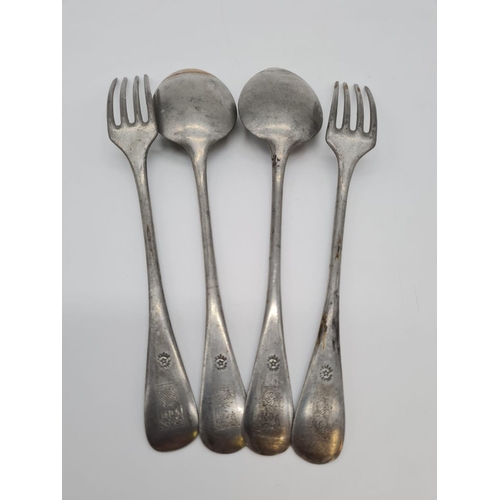 37 - WW2 German 3rd Reich 2 x Forks and Spoons from a munition factory canteen.