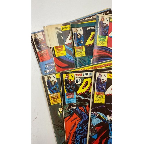 122 - 16 editions of Vintage Marvel 'Dracula Lives' comics.