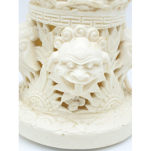 112 - Faux Ivory Chinese Dragon Statue. Height 20cm.