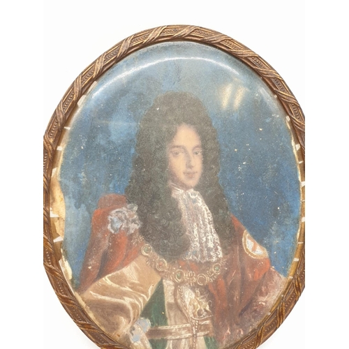 126 - A very early miniature watercolour of Charles II (?), 9x7cm