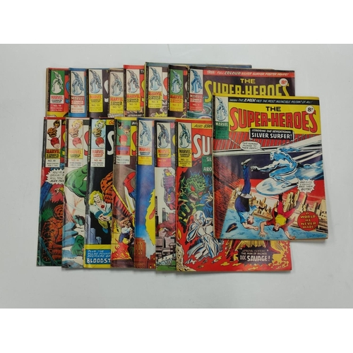 169 - 16 Vintage Marvel Super Heroes Comics including No.1 issue dated March 8 1975.