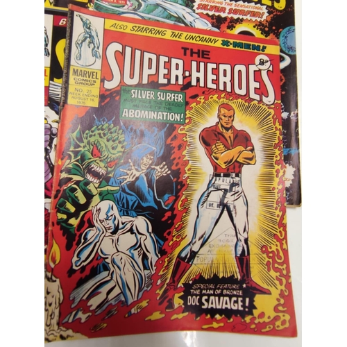 169 - 16 Vintage Marvel Super Heroes Comics including No.1 issue dated March 8 1975.