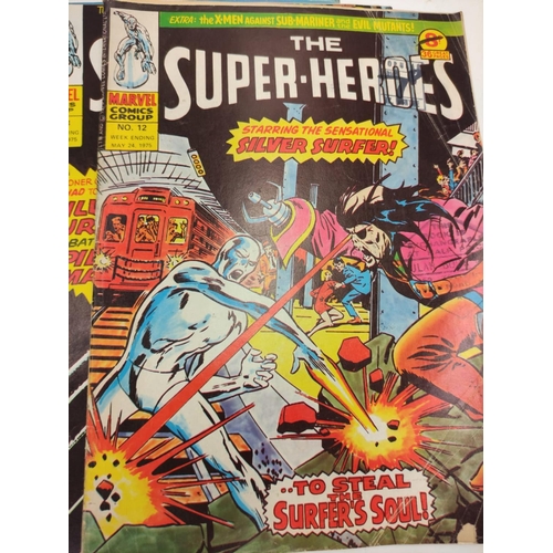 169 - 16 Vintage Marvel Super Heroes Comics including No.1 issue dated March 8 1975.