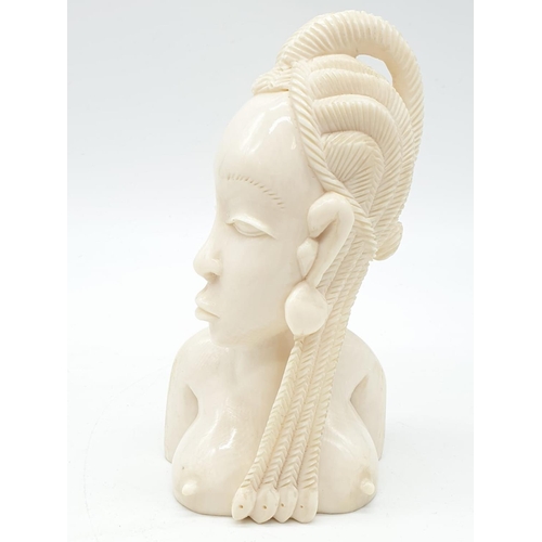 176 - Ivory bust sculpture of African lady - circa 1930. Height 14cm.