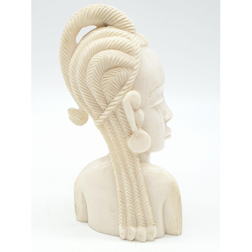 176 - Ivory bust sculpture of African lady - circa 1930. Height 14cm.