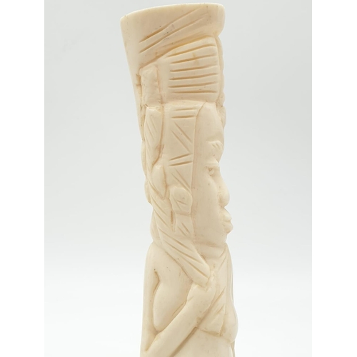 177 - Carved bone sculpture of African Water-Bearer. Height 18cm.