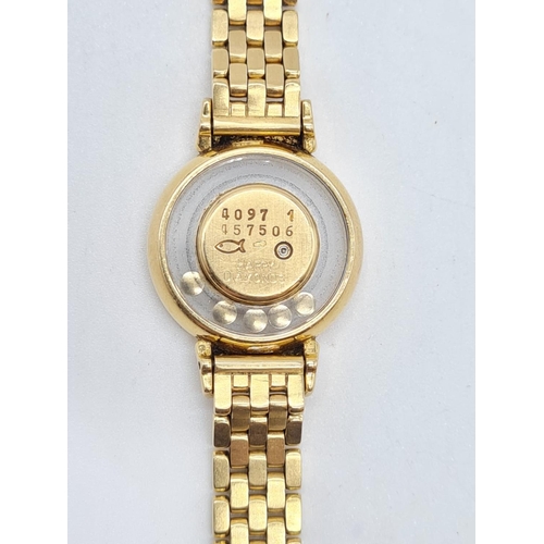 33 - 18ct gold Chopard ladies cocktail watch with 5 happy diamonds and diamond encrusted bezel, solid 18c... 