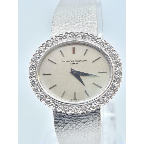 37 - 18ct gold vintage Vacheron & Constantin Swiss ladies cocktail watch set with diamond encrusted bezel... 