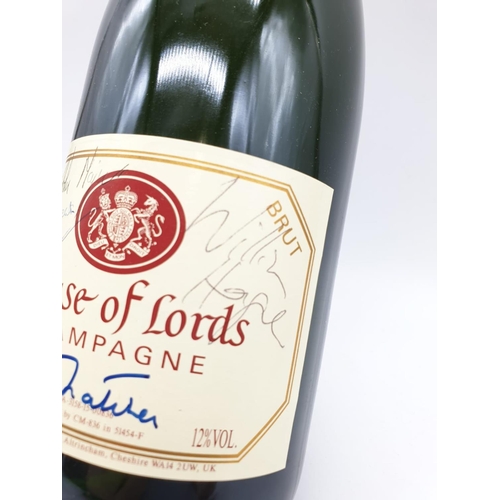 8 - An extremely rare piece. A bottle of House of Lords Champagne signed by 3 Prime Ministers: Margaret ... 