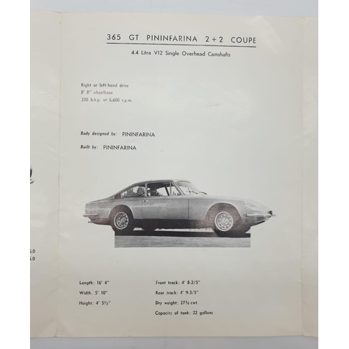 159 - Original 1960's Ferrari Brochure including prices.