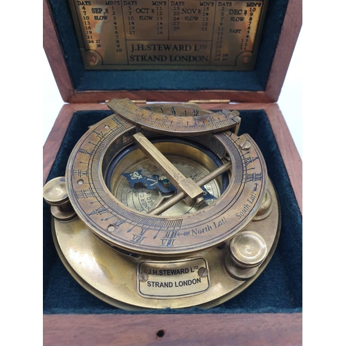 J.H.Steward of Strand London brass compass and sundial circa 1950