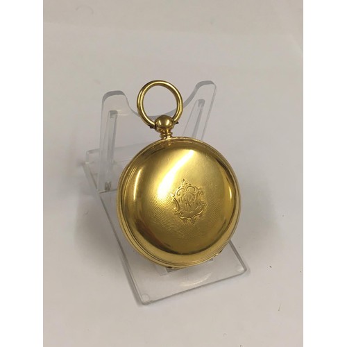 29 - Antique silver gilt John Bennet fusee pocket watch with diamond end stone , good condition and worki... 