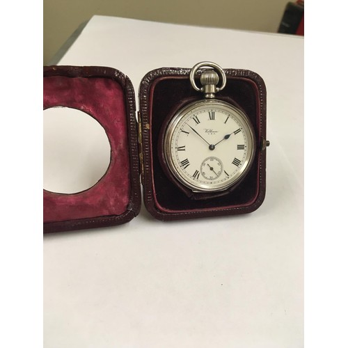 38 - Antique sterling silver Waltham pocket watch & silver stand , good condition and good working order ... 