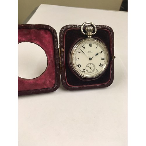 38 - Antique sterling silver Waltham pocket watch & silver stand , good condition and good working order ... 