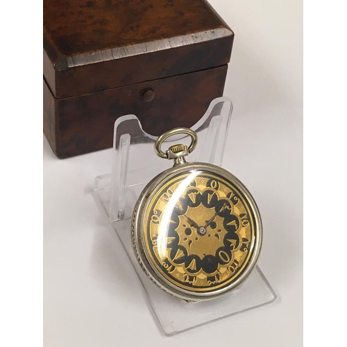 63 - Vintage silver Turkish ottoman pocket watch & box .  Good condition and good working order.