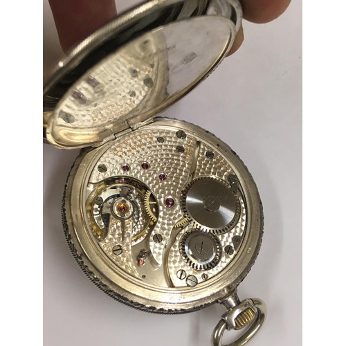 63 - Vintage silver Turkish ottoman pocket watch & box .  Good condition and good working order.