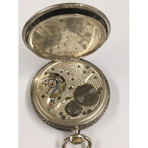 63 - Vintage silver Turkish ottoman pocket watch & box .  Good condition and good working order.