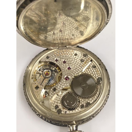 63 - Vintage silver Turkish ottoman pocket watch & box .  Good condition and good working order.