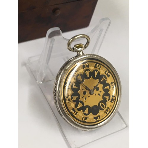 63 - Vintage silver Turkish ottoman pocket watch & box .  Good condition and good working order.