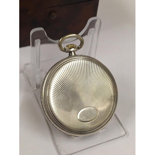 63 - Vintage silver Turkish ottoman pocket watch & box .  Good condition and good working order.