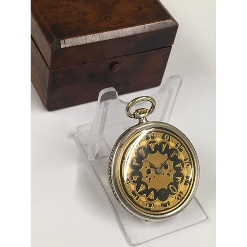 63 - Vintage silver Turkish ottoman pocket watch & box .  Good condition and good working order.