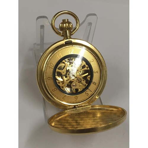 88 - Skeletonised full hunter pocket watch working