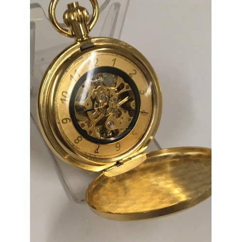 88 - Skeletonised full hunter pocket watch working