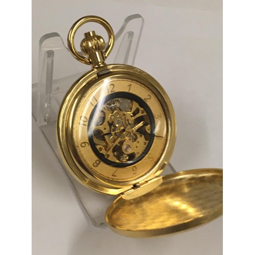88 - Skeletonised full hunter pocket watch working