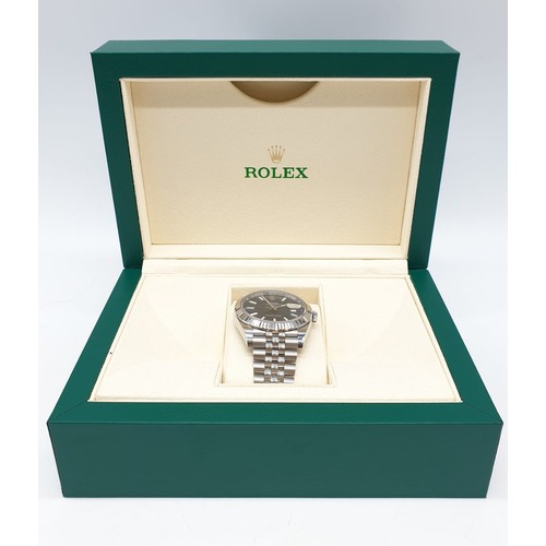 3 - Rolex Oyster Perpetual Datejust gents chronometer watch with blue face and steel strap, 40mm case im... 