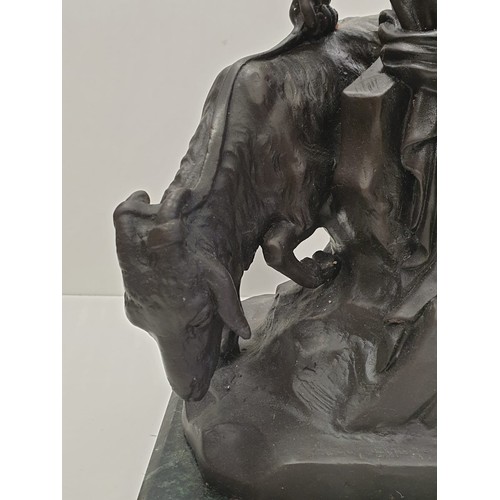 32 - Bronze Pierre Julien figurine on plinth. 'Amalthea and Jupiter's Goat'. Height 45cm. Weight 9.7kg