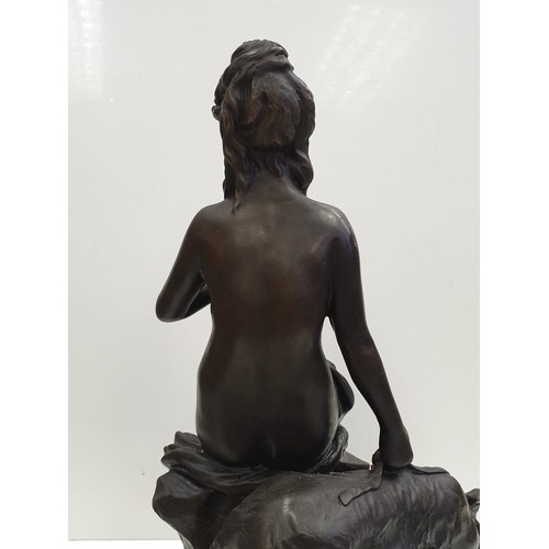 32 - Bronze Pierre Julien figurine on plinth. 'Amalthea and Jupiter's Goat'. Height 45cm. Weight 9.7kg