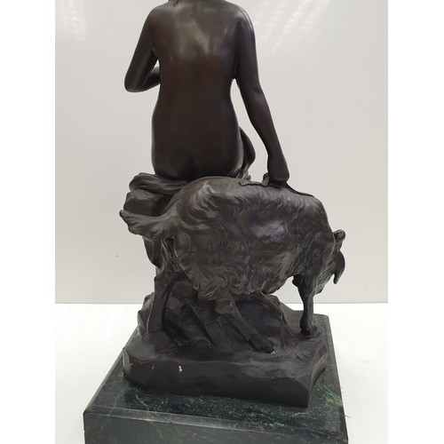 32 - Bronze Pierre Julien figurine on plinth. 'Amalthea and Jupiter's Goat'. Height 45cm. Weight 9.7kg