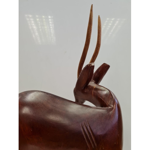 111 - Rose Wooden Deer with Fawn. Height 71cm.