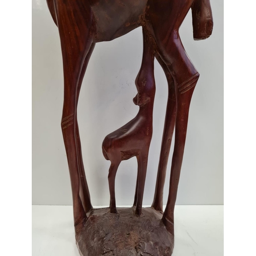 111 - Rose Wooden Deer with Fawn. Height 71cm.