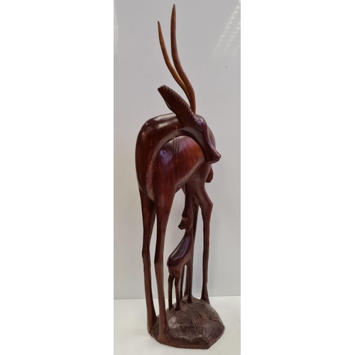 111 - Rose Wooden Deer with Fawn. Height 71cm.
