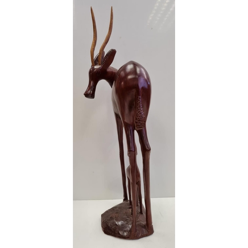 111 - Rose Wooden Deer with Fawn. Height 71cm.