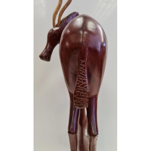 111 - Rose Wooden Deer with Fawn. Height 71cm.