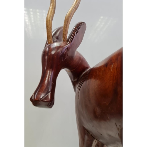 111 - Rose Wooden Deer with Fawn. Height 71cm.