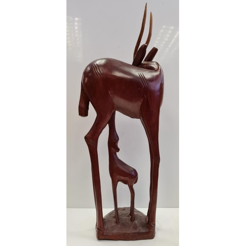 111 - Rose Wooden Deer with Fawn. Height 71cm.