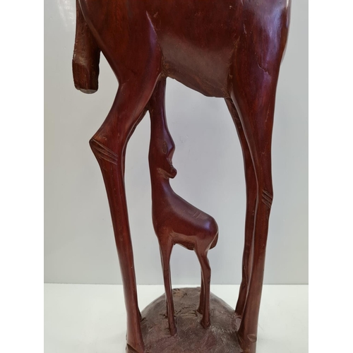 111 - Rose Wooden Deer with Fawn. Height 71cm.