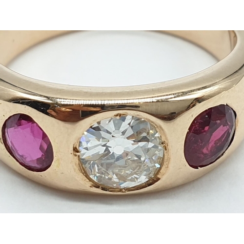 12 - Gentleman’s diamond and ruby ring with 1.65ct diamond centre (round brilliant cut) and 0.5ct ruby on... 