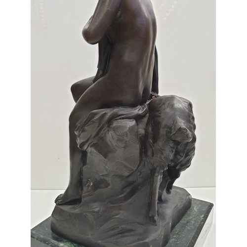 32 - Bronze Pierre Julien figurine on plinth. 'Amalthea and Jupiter's Goat'. Height 45cm. Weight 9.7kg