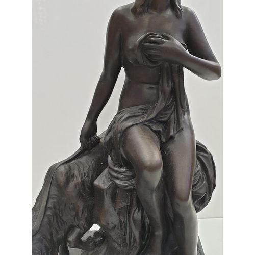 32 - Bronze Pierre Julien figurine on plinth. 'Amalthea and Jupiter's Goat'. Height 45cm. Weight 9.7kg