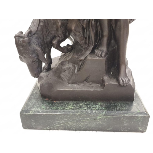 32 - Bronze Pierre Julien figurine on plinth. 'Amalthea and Jupiter's Goat'. Height 45cm. Weight 9.7kg