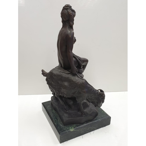 32 - Bronze Pierre Julien figurine on plinth. 'Amalthea and Jupiter's Goat'. Height 45cm. Weight 9.7kg